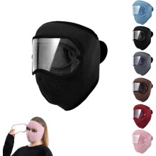 Fleece termisk mask med avtagbara skyddsglasögon, nya vinter vindtäta förtjockade varma masker med heltäckande ansiktsskydd