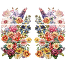 Décalcomanies à appliquer par frottement 15 x 30 cm, lot de 6, motif fleurs vintage, résistantes à l'eau et aux UV, pour meubles, tiroirs, verre,