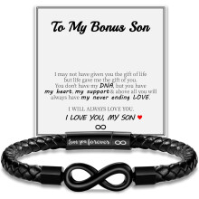 Lederarmband für Männer und Jugendliche – Gravur „Ich liebe dich für immer“, Unendlichkeitsknoten-Design, Geschenk für Sohn, Vater, Opa,