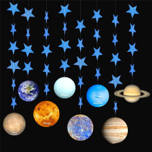 Décorations suspendues en papier représentant le système solaire et la galaxie, guirlande d'étoiles en papier pour les fêtes, décorations sur