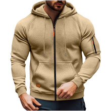 Felpa con cappuccio da uomo con tasche, zip intera, maniche lunghe, leggera, autunnale, sportiva, giacca con cappuccio, L