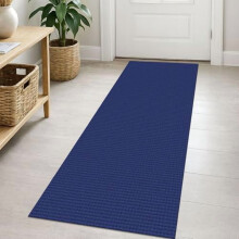 Woven Runner Rug 2x5 Ft, Cotton Non-Slip Rubber Backed, Washable Indoor Floor Carpet for Hallway/Kitchen/Entryway – Royal Blue