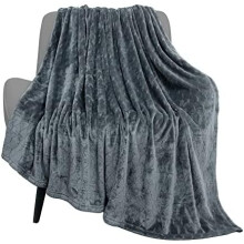 Textured Fuzzy Fleece Throw Blanket, Super Soft Geometric Pattern Microfiber Flannel Blanket for Couch/Bed/Sofa (Grey Blue, 60"x80")