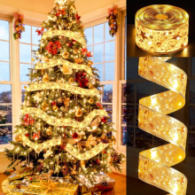 32.8ft 100-LED Christmas Ribbon Lights, Battery Operated, for Tree/Wedding/Party Decor (Batteries Not Included)