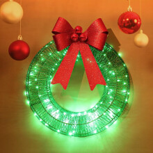 Guirlanda de Natal de metal com luz LED quente de 50 cm, removível, para uso interno e externo, compatível com paredes/janelas/lareiras (verde)