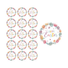 Pastelkleurige paaspapieren bordjes 23 cm 16 stuks