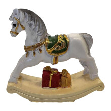 Estatueta em miniatura de animal, pequena, para decoração de casamento, Natal, cavalo de balanço, estilo C.