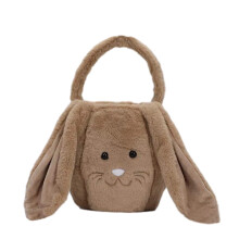 Cesta de conejito de Pascua de peluche para niños: orejas largas, bolsa personalizada para la búsqueda de huevos, compatible con decoraciones y