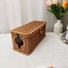Panier de rangement tressé imitation vigne, boîte de rangement creuse, rangement de bureau pour petits objets, boîte de rangement pour la maison,