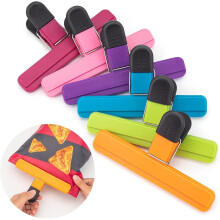 Paquete de 6 pinzas grandes para bolsas de patatas fritas - Pinzas de plástico de colores surtidos para bolsas de alimentos, cierre hermético y