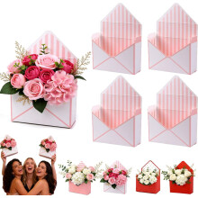 Valentinstag-Geschenkboxen (4 Stück, B-Stil) – Rote Faltschachteln aus Papier für Blumen, Hochzeiten, Geburtstage, Partys und Feste