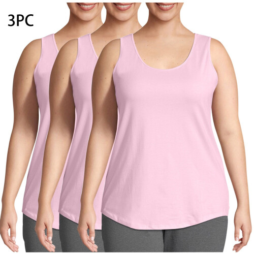 3 τεμάχια μπλουζάκι Plus Size για γυναίκες, καλοκαιρινό αμάνικο μπλουζάκι 2