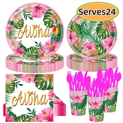 Set di piatti per feste hawaiane da 24 pezzi