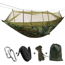 Hamaca de jardín para 2 personas con mosquitera, muebles de exterior, cama resistente de tela de paracaídas, columpio portátil para dormir.