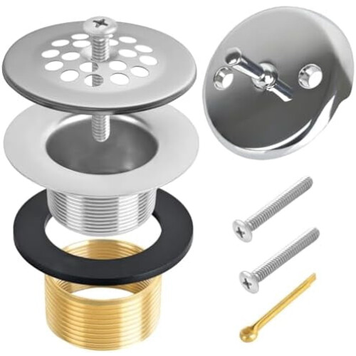 Avløpssett for badekar, messing, 1-1/2" og 1-3/8"
