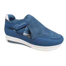 Scarpe casual da donna Ediodpoh con tacco piatto e chiusura a strappo, comode e traspiranti, con passante grande, scarpe sportive da donna, blu38