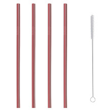 Lot de 4 pailles réutilisables en acier inoxydable avec étui et goupillon, 26,7 cm (10,5 po), couleur or rose – Écologiques, compatibles avec la