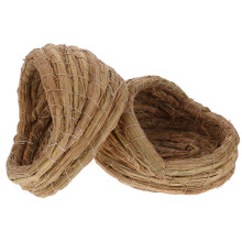 2 Pcs Pet Sleeping Bed Small Animals Cage Hamster Bedding Woven Grass Guinea Pig Light Brown