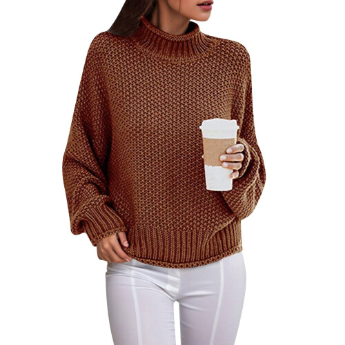 Hässliche Weihnachtspullover für Damen, modische Herbst-Winter-Strickpullover, dicker Strickpullover mit Rollkragen