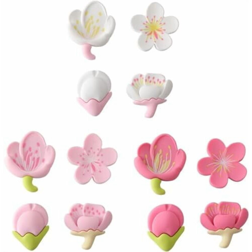 12 db-os Pink 3D Sakura hűtőmágnesek