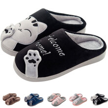 Pantoufles chat mignonnes pour femmes et hommes – Design animal en peluche, mousse à mémoire de forme, semelle antidérapante, chaussures