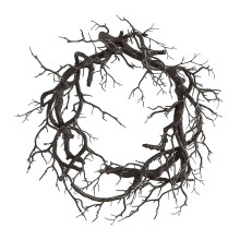 Couronne d'Halloween en branches noires pailletées avec lumières rouges, 45 cm, faite à la main pour porte d'entrée