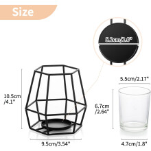 JUNXIAO-Nuptio Schwarze geometrische Teelichthalter (2 Stück), Metall-Säulenkerzenständer, Tischdekoration für Zuhause, Büro,