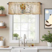 Zonnebloem/Bijen Valance 54x18 inch, Polyester, Tunnel voor Gordijnroede