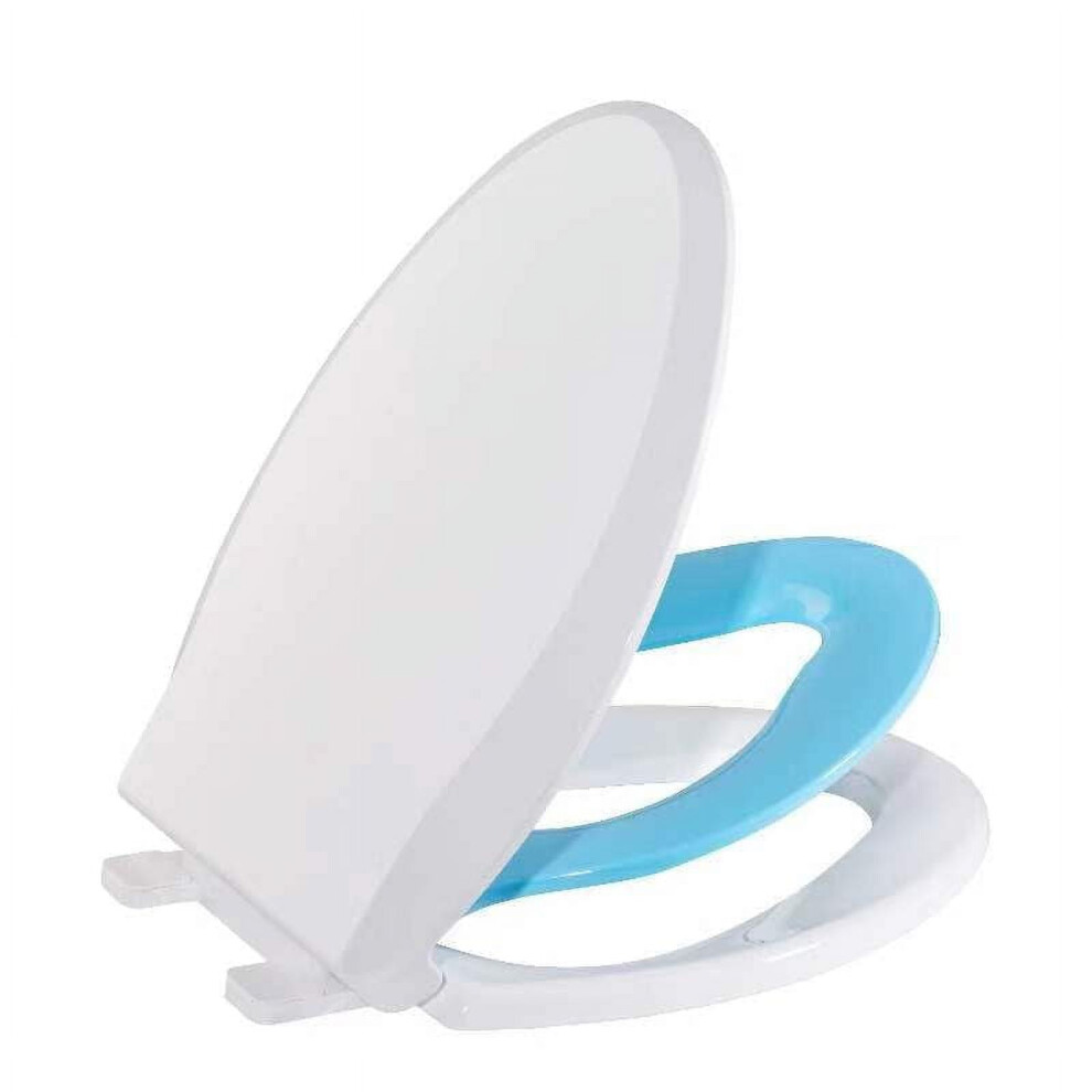 2-in-1 Toddler Toilet Seat with Built-in Potty Trainer, Slow-Close & Magnets, Compatible with Round Toilets