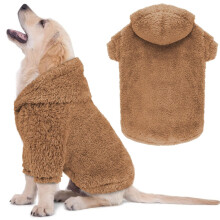 Fuzzy Dog Hoodie Hundegensere for store hunder Myk dobbeltsidig plysjfleece Genser for kjæledyr Kjæledyrklær Frakker Hettegenser Sherpa