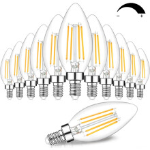 Becuri candelabre LED E12 cu reglare intensă, 6W, 2700K, pachet de 12