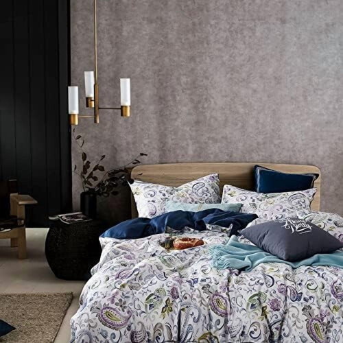 Set de husă de pilotă Queen, microfibră, model Boho Floral, 3 piese