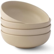 4er-Set Pastaschüsseln aus mattbeigem Steingut, 30 oz (ca. 850 ml)