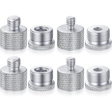 Juego de adaptadores de rosca para soporte de micrófono, color plata, 8 piezas