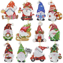 Weihnachts-Diamantmalerei-Schlüsselanhänger-Set 5D Weihnachtsmann-Gnom