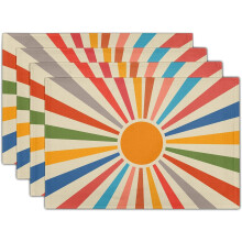 Jogo de 4 jogos americanos de linho estilo boho, 45,7 x 30,5 cm