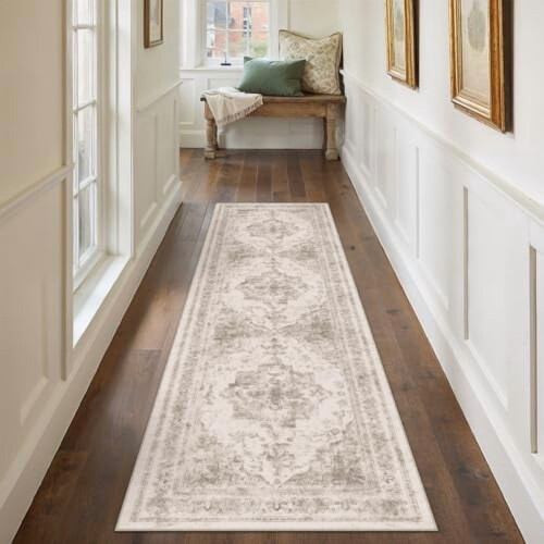2x7 Beige Vintage Medaljongmatta