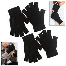 2 paires de mitaines d'hiver chaudes et extensibles en maille, mitaines sans doigts, taille unique pour hommes et femmes