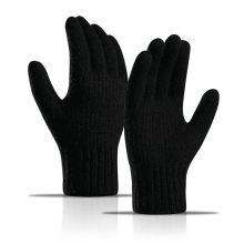 2 paia di guanti da uomo in lana con palmo antiscivolo, guanti invernali da uomo extra comodi e caldi, facili da pulire, neri.