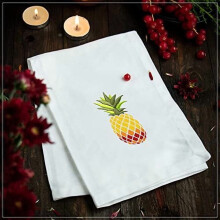 Pineapple Embroidered Cotton Dinner Napkins - 18x18 in Washable, Absorbent Reusable Napkins - Spring Easter Basket Decor - Pack of 6