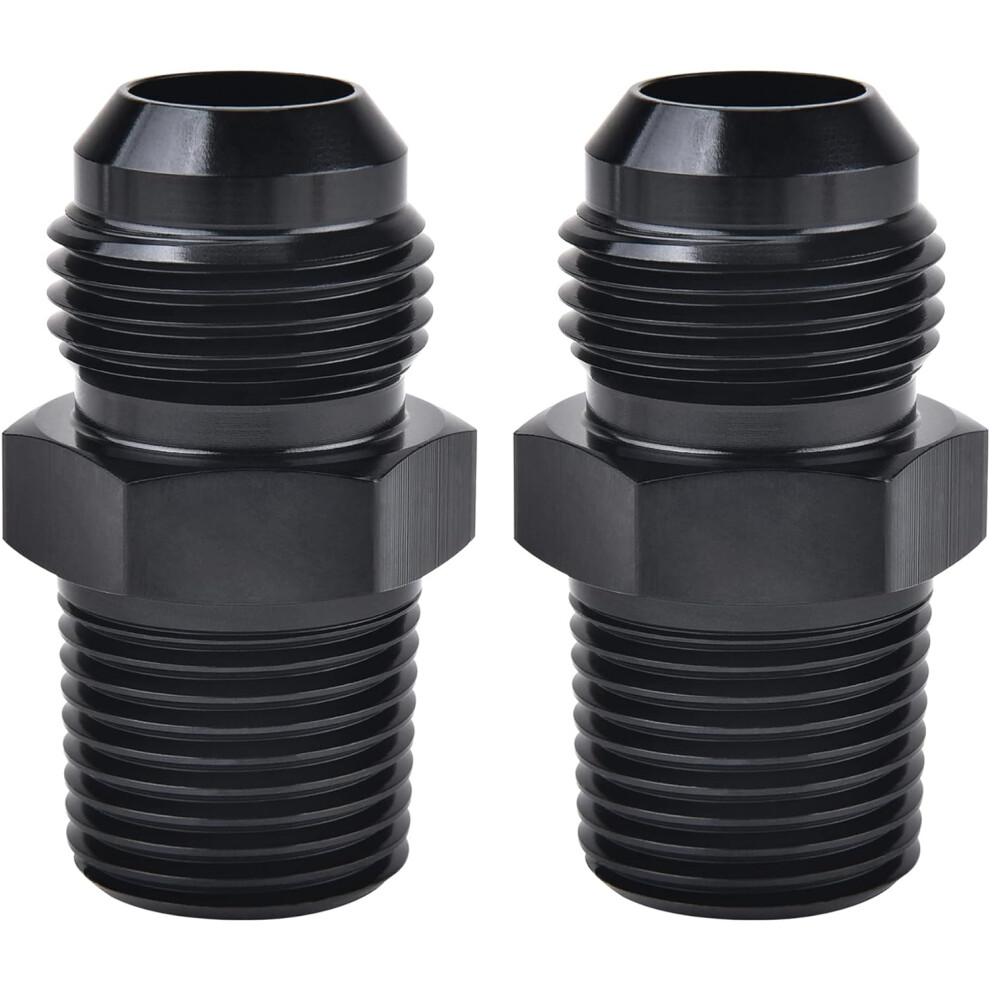 8An Male To 3/8" Npt Fitting Straight Aluminum 2Pcs Black 9027700933064