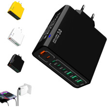 8-ports vandtæt USB-hurtigoplader – 4USB-A + 4USB-C