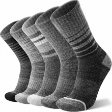 Merino Wool Hiking Socks for Men & Women 5 Pairs Thermal Warm Winter Thick Cushion Moisture Wicking Crew Boot Socks