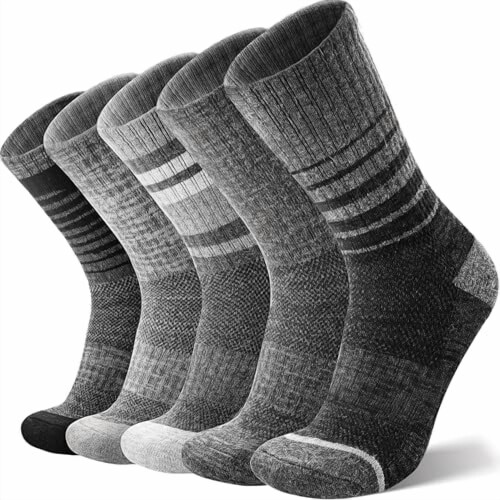 Κάλτσες πεζοπορίας από μαλλί Merino για άνδρες και γυναίκες, 5 ζευγάρια, θερμικές,