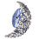 Spilla da donna a forma di luna con strass, colore blu. 1