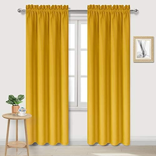 Cortinas Blackout Amarelas com Isolamento Térmico 38x84 polegadas (Conjunto de 2)