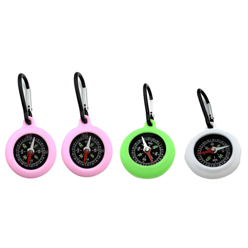 4-Piece Portable Hiking Compass with Metal Hook