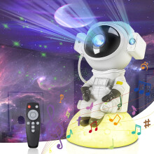 Projetor de Galáxias Astronauta, Projetor de Nebulosas, Luz Noturna Ajustável em 360 para Crianças com Alto-falante e Controle Remoto para