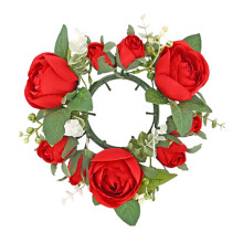 Guirnalda de velas con rosas artificiales Austen para el Día de San Valentín – Anillo de candelabro de plástico, decoración romántica para