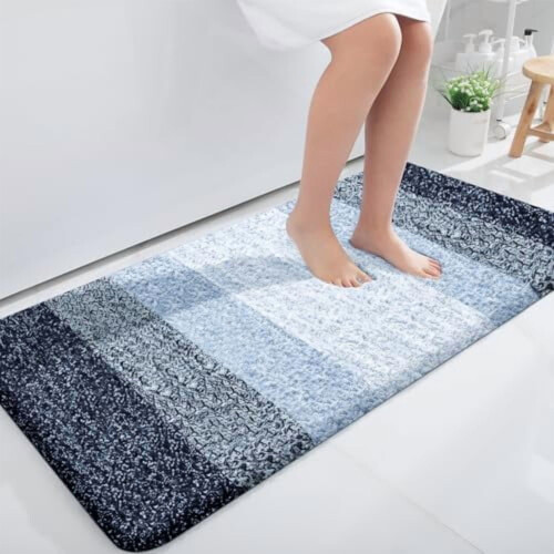 Tapete de corredor para banheiro azul marinho 47x24 polegadas em microfibra com